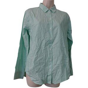 Everlane Oversized Green Button Up Stripe Cotton Shirt Women Size 10 Long Sleeve